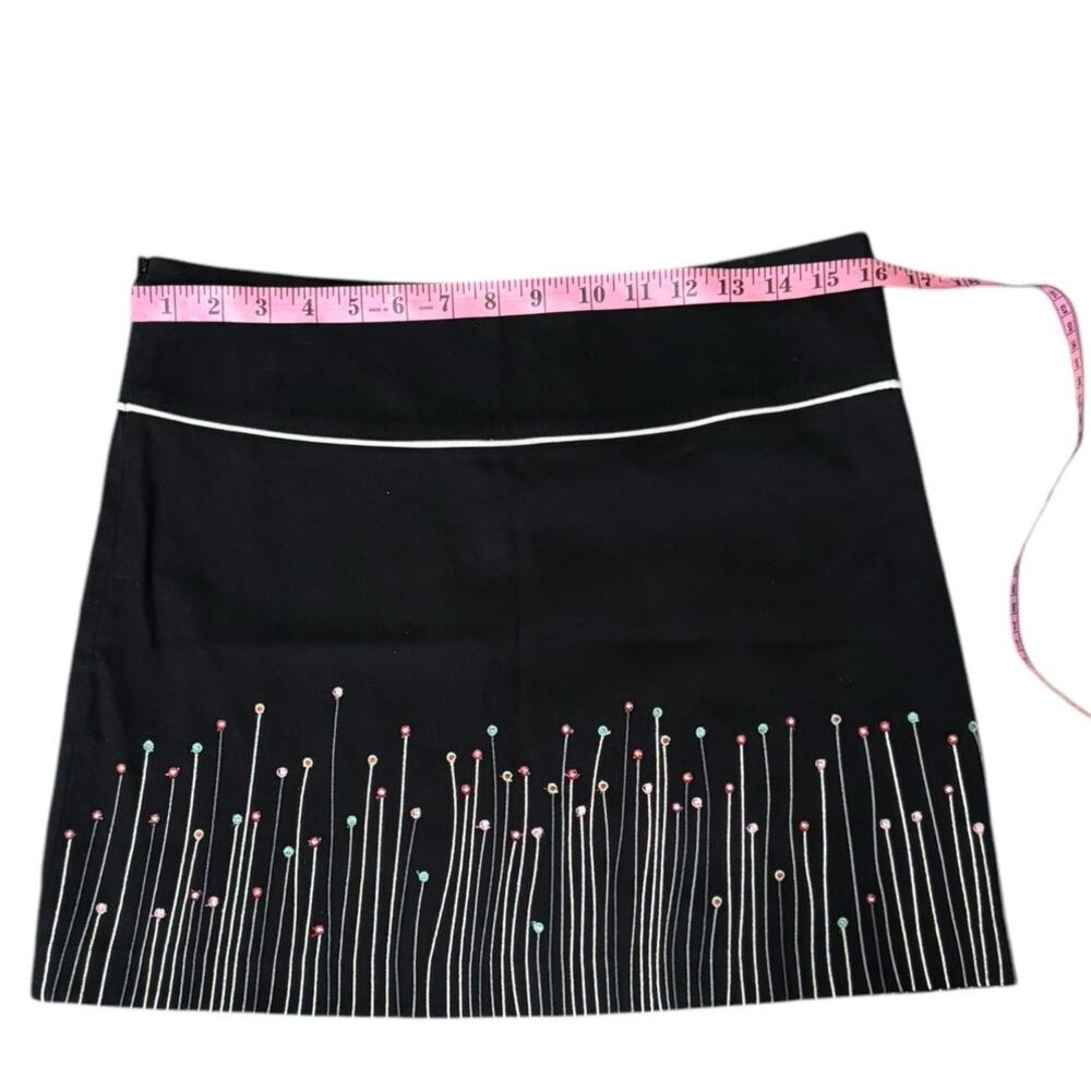 Nicola Quilter Black Embroidered Mini Skirt Fully Lined Size US 8-10 - Picture 3 of 7